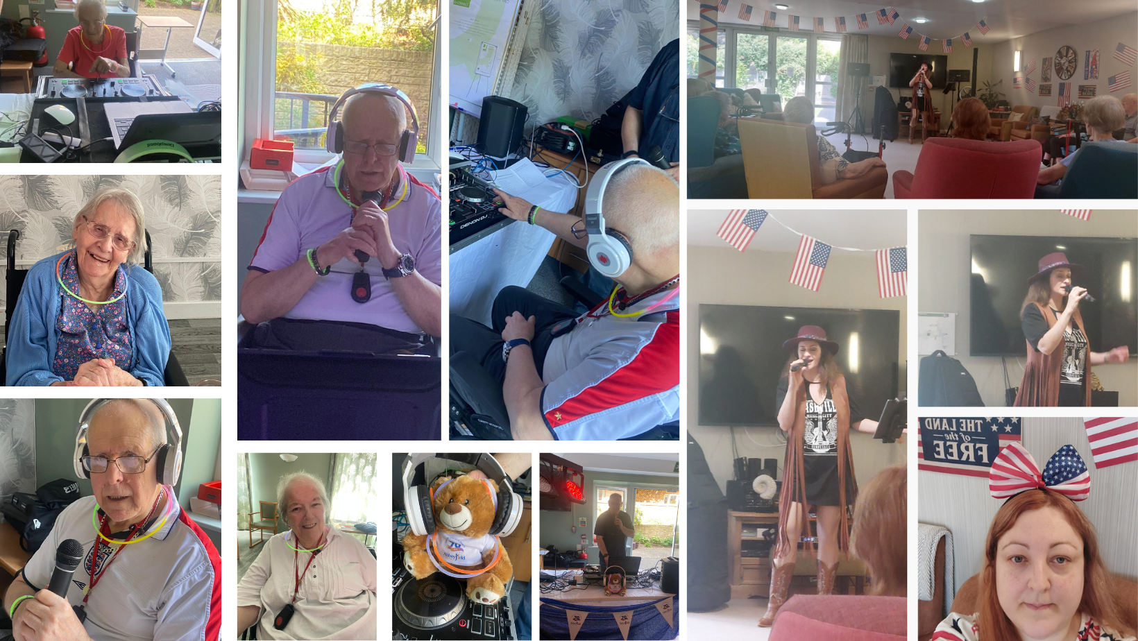 Collage of photos from Sandwood's Disco through the Decades and Hampton House's American Day