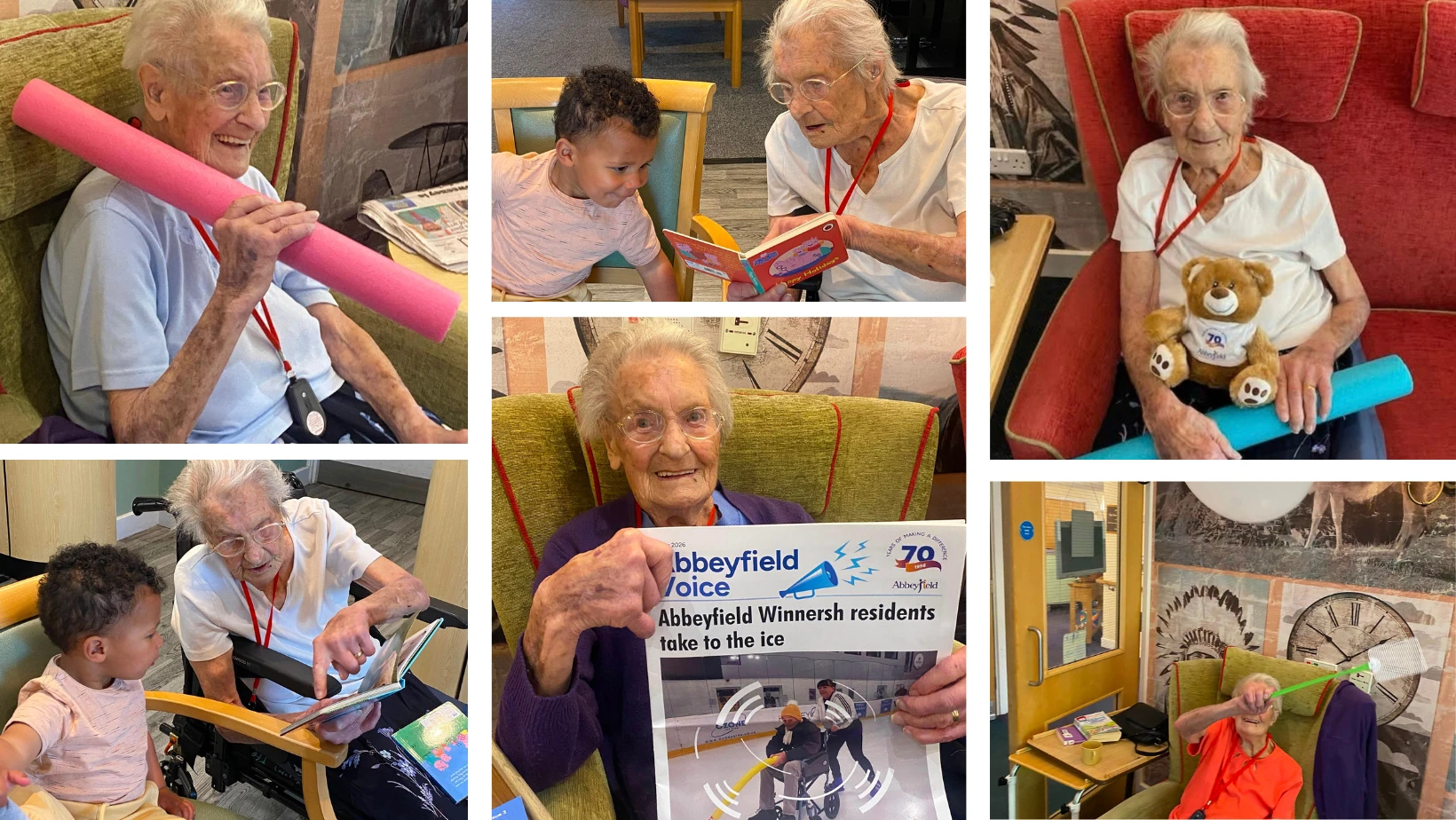 Collage of photos of Barbara enjoying life at Sandwood Care Home