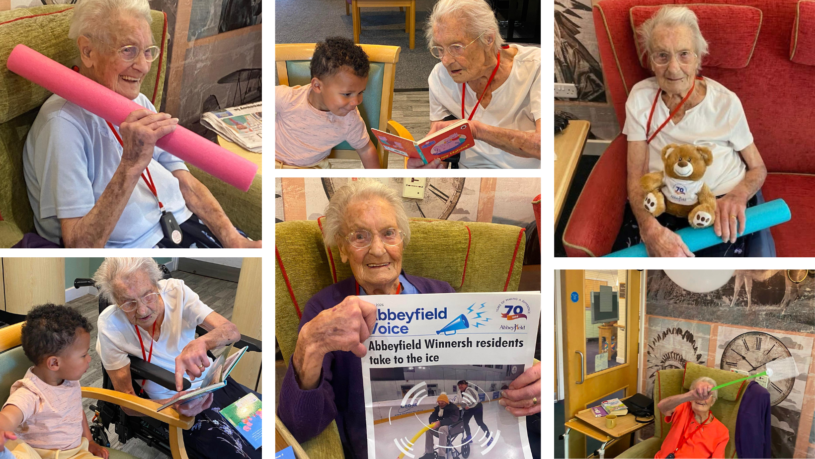 Collage of photos of Barbara enjoying life at Sandwood Care Home