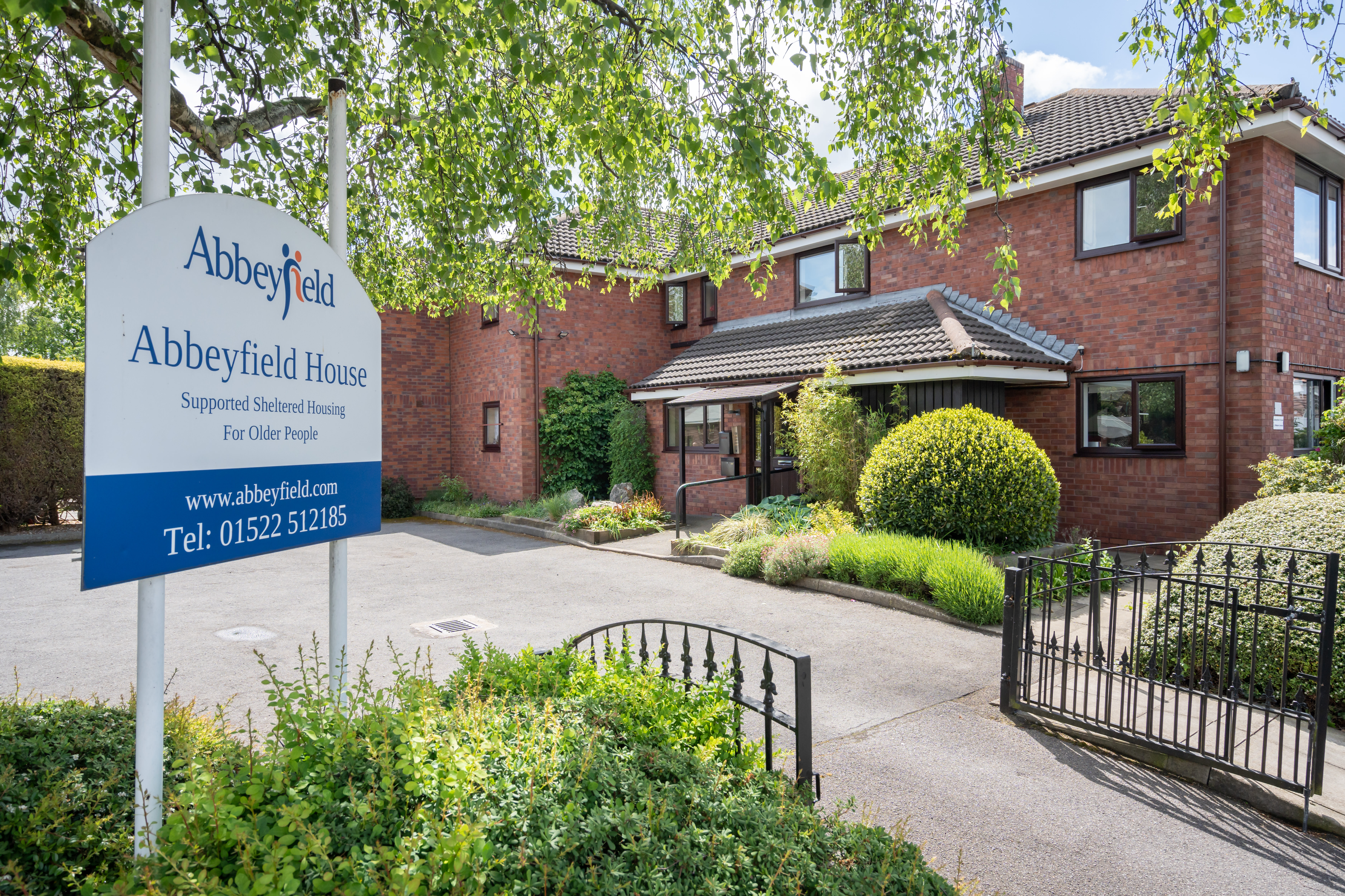Gated entrance to Abbeyfield House, Lincoln LN1 3HJ