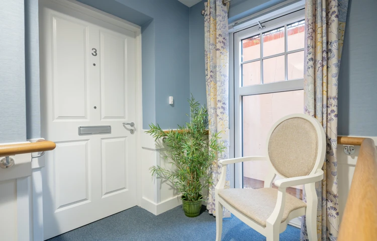 The entrance door to an individual room