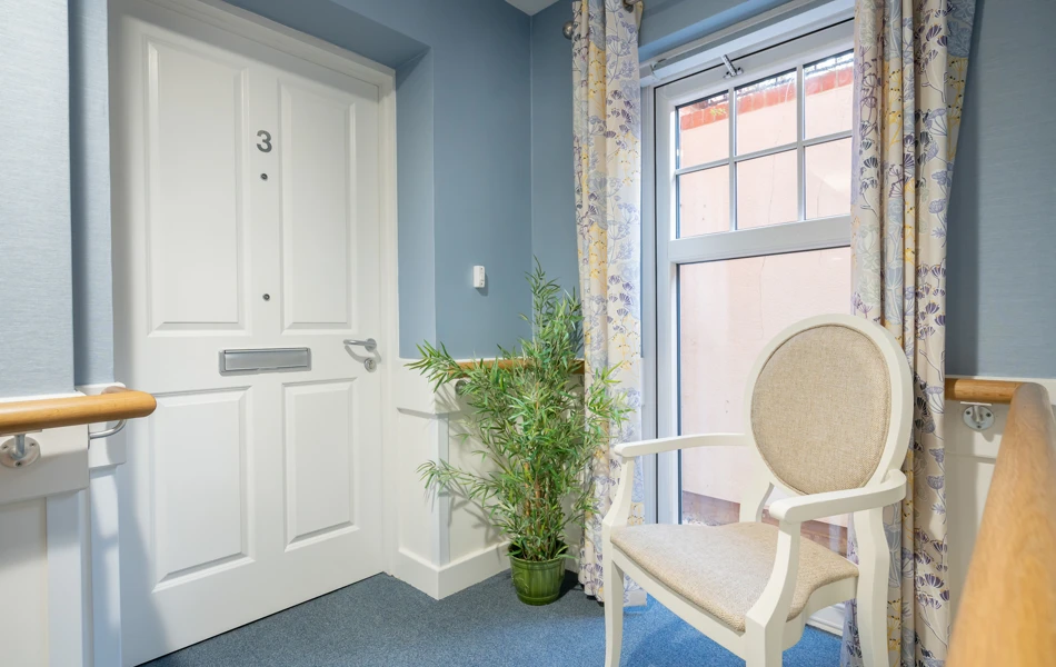 The entrance door to an individual room