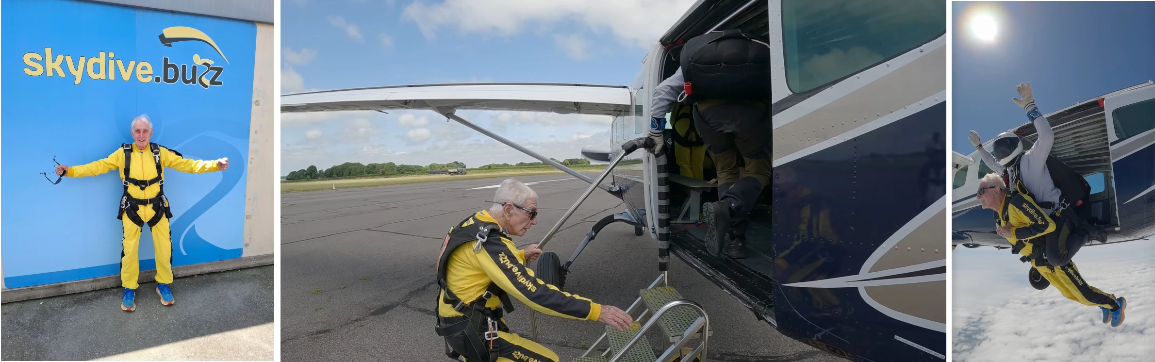 Collection of photos of Brian at his skydive