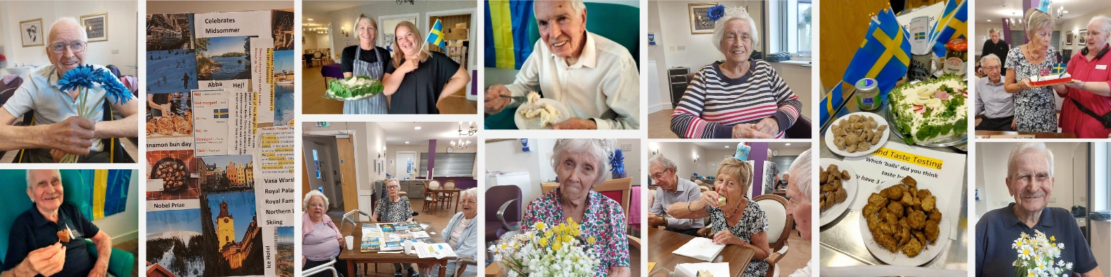 Collage of photos from Abbeyfield Winnersh's Sweden Day