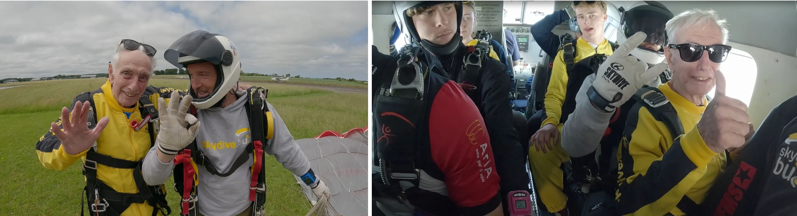 Photos of Brian with his pilot and on the plane