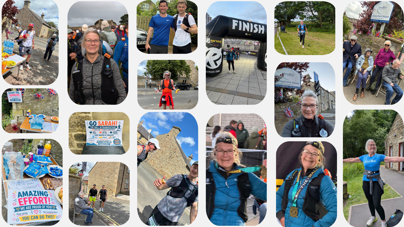 Collage of photos of Sarah during the ultramarathon