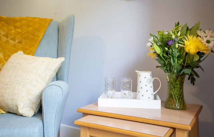 Armchair and side tables at Sandwood Care Home