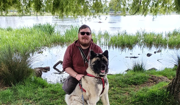 Jay With His Dog Out On A Walk