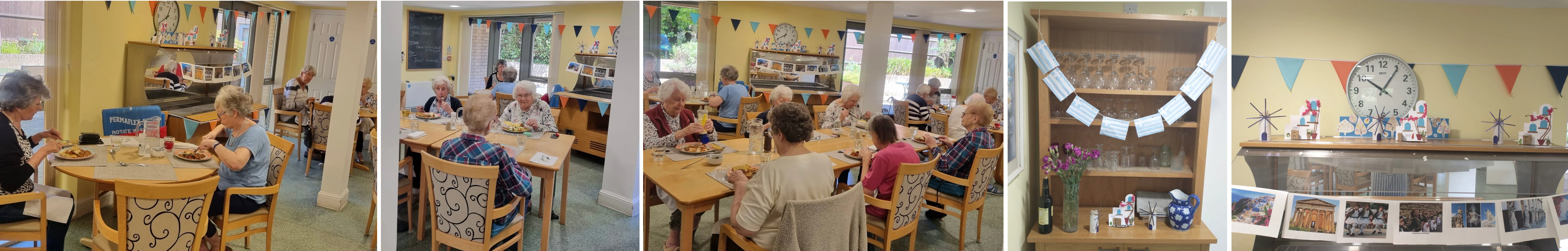 Collage of photos from Abbeyfield Court's Greek Day