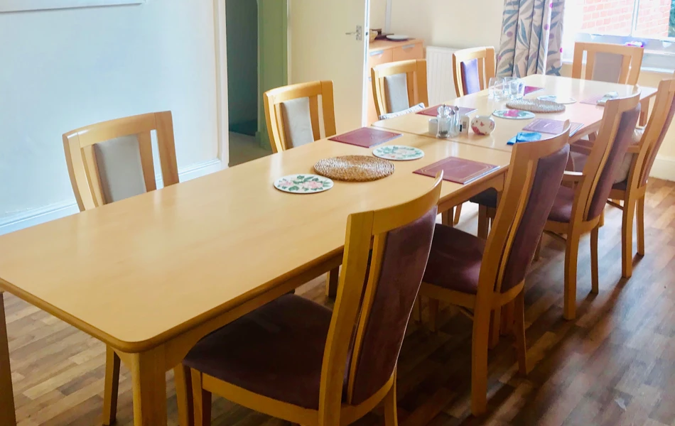 Daily homemade meals are served in the dining room