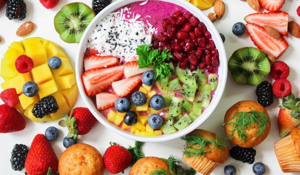 Table Covered In A Large Selection Of Healthy Fruits