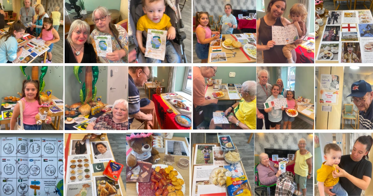Collage of photos from Sandwood Care Home's International Friendship Day celebrations