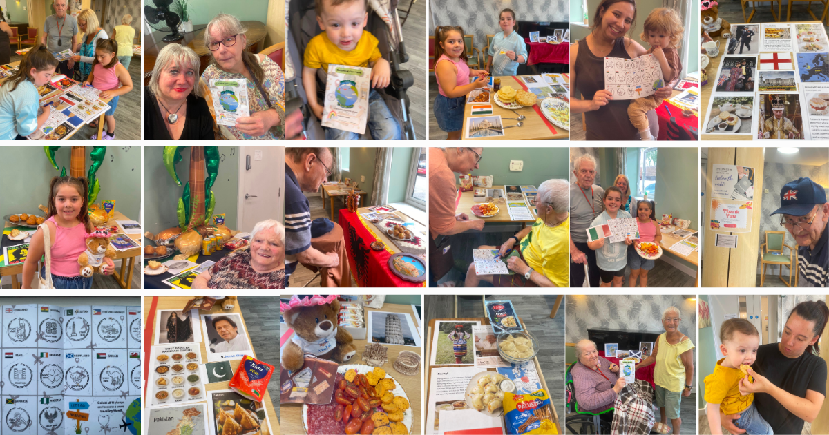 Collage of photos from Sandwood Care Home's International Friendship Day celebrations