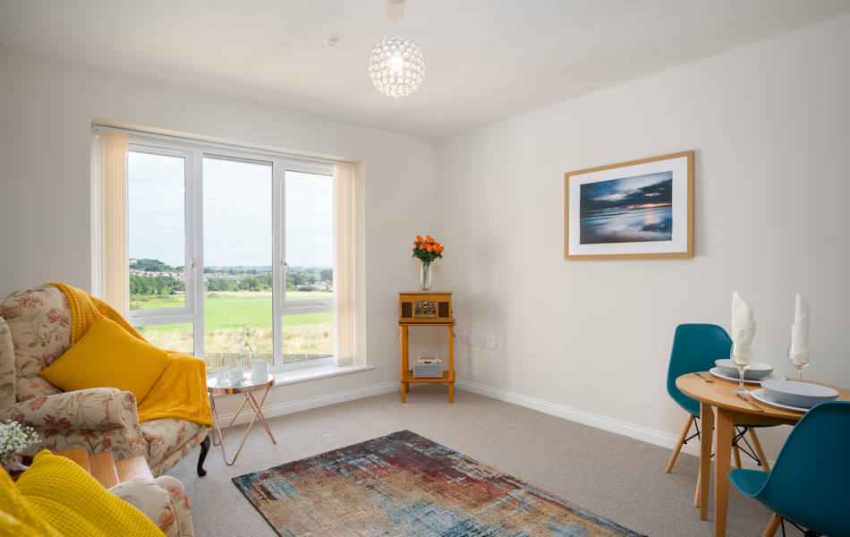 Lounge and view over Sunderland from an apartment at Hope Bank View