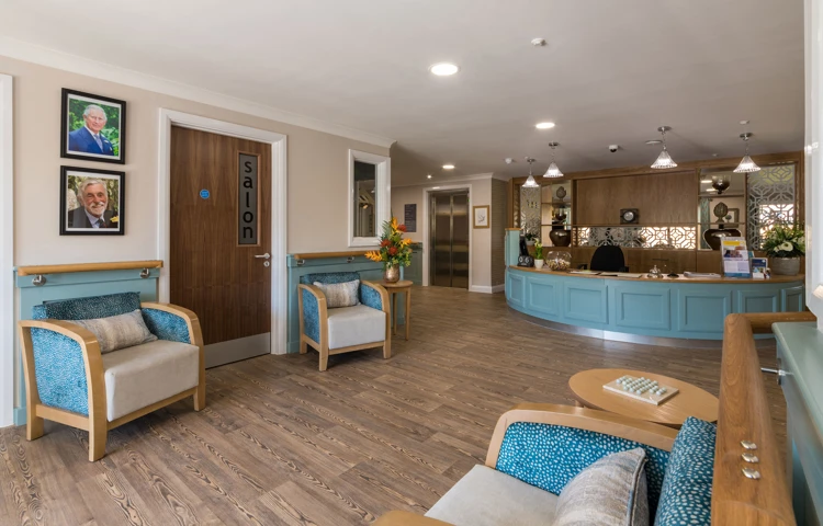 Reception and seating area at Speedwell Court