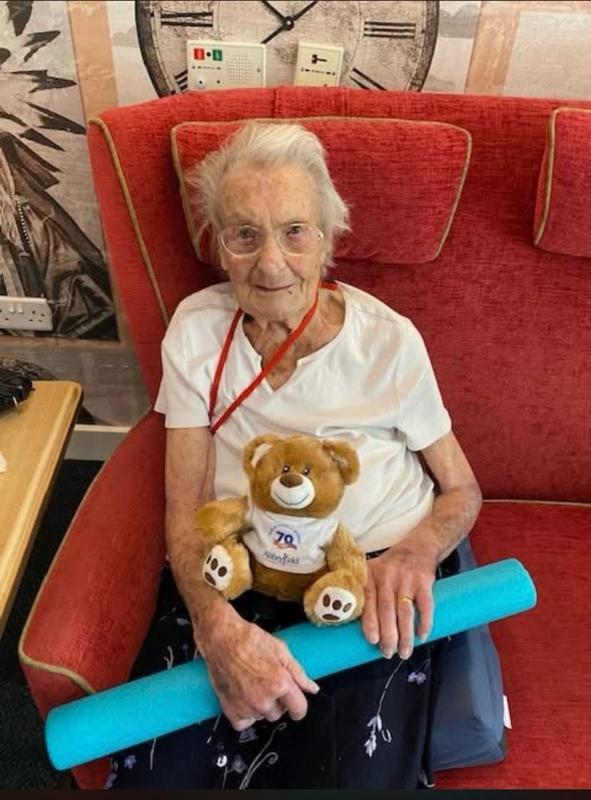 Barbara With Pool Noodle For Keep Fit And Abbey The Bear