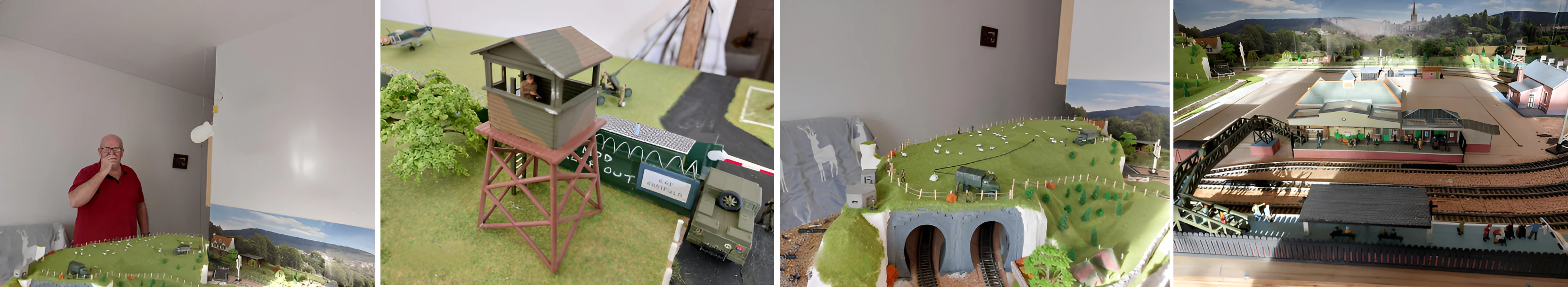 Collage of photos showing Julian and his model