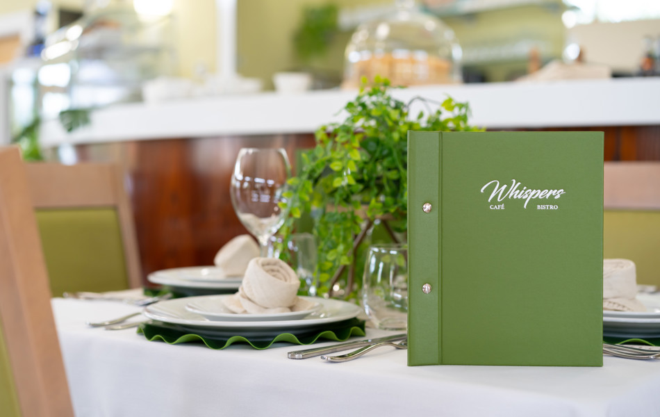 Table top view of restaurant at Girton Green Cambridge