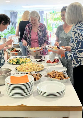 Hale Court residents enjoying the buffet