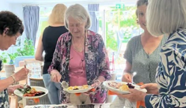 Hale Court residents enjoying the buffet