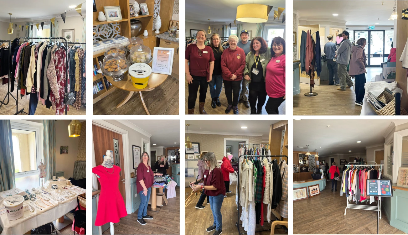 Collage of photos from Speedwell Court's vintage market