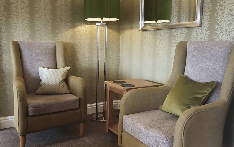 Two chairs in the interior of Abbeyfield House, Garstang PR3 1PA
