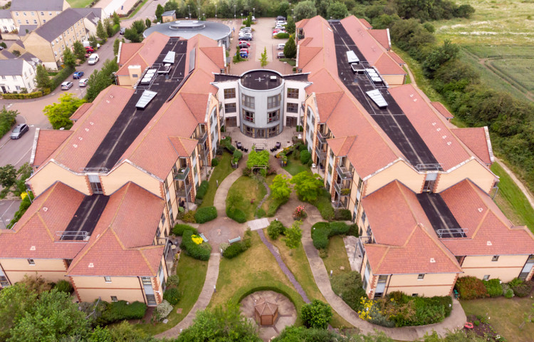 Aerial view of the roof of Girton Green, Cambridge