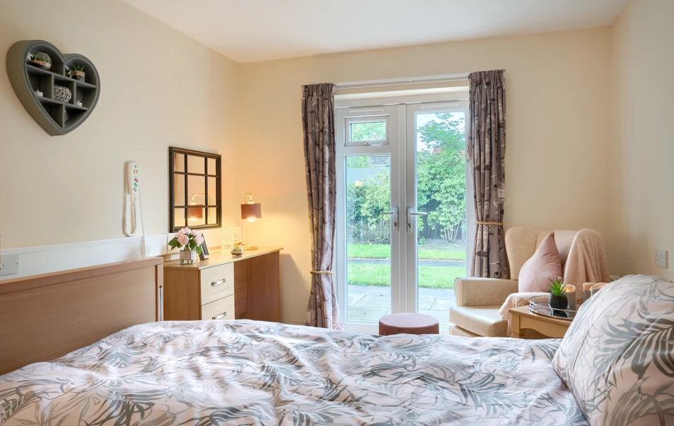 Resident bedroom with access in to our beautiful garden