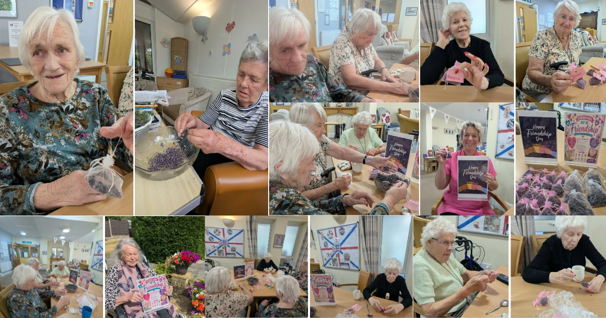 Collage of photos from Abbeyfield House Bramhall's International Friendship Day celebrations
