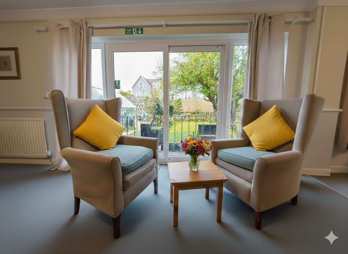 Lounge Area With Garden View, Abbeyfield House, Weston Super Mare BS23 3BB