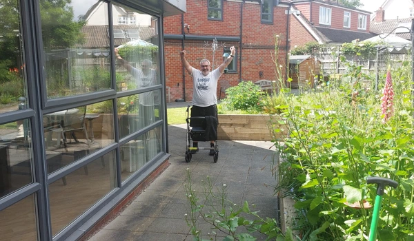 Resident Richard completing 70 laps for Stride by Stride