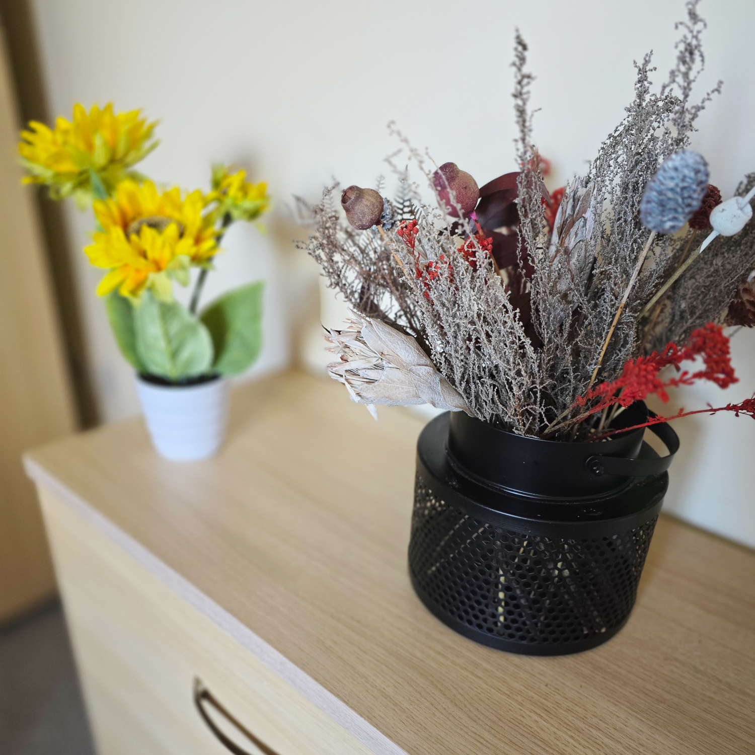 Flowers In Pots On Side Cabinet At Downing House