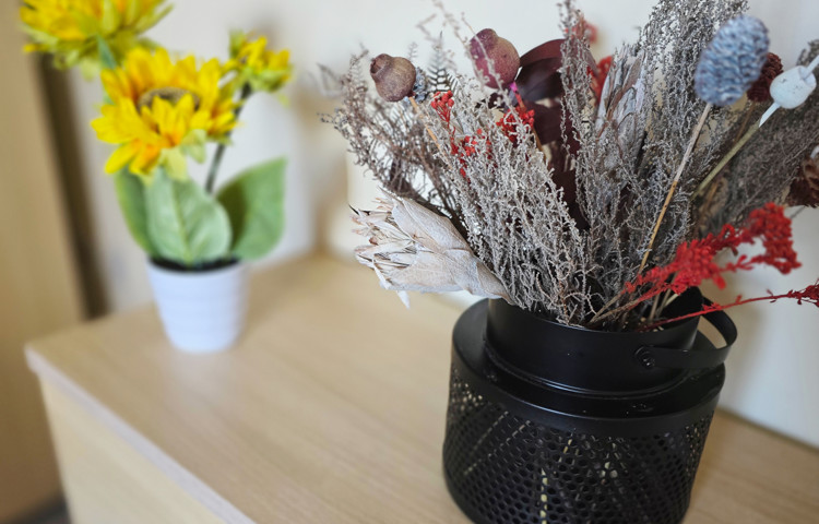 Flowers In Pots On Side Cabinet At Downing House