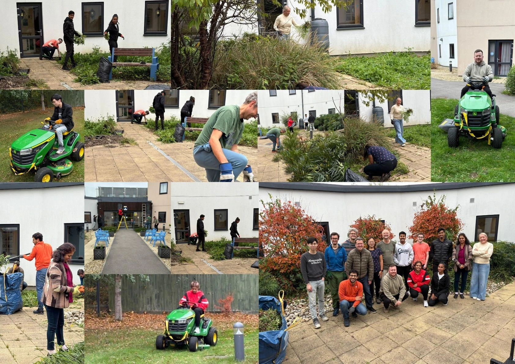 Collage of photos from Legal and General volunteering day at Abbeyfield Winnersh