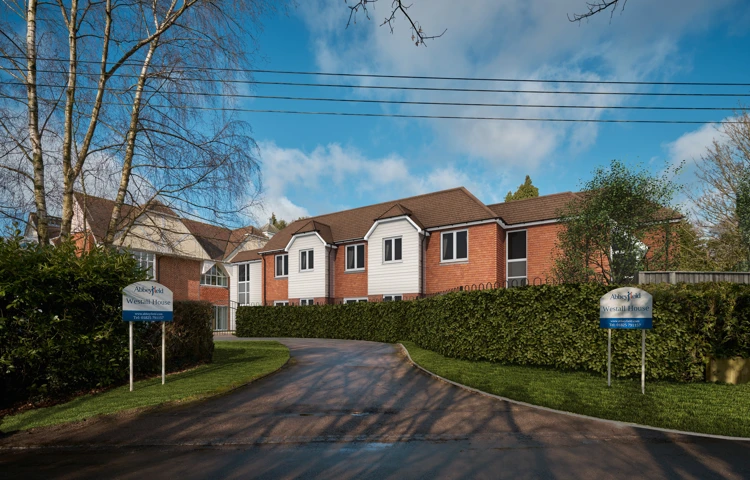 Front exterior view of Westall House, a dementia care home in Horsted Keynes