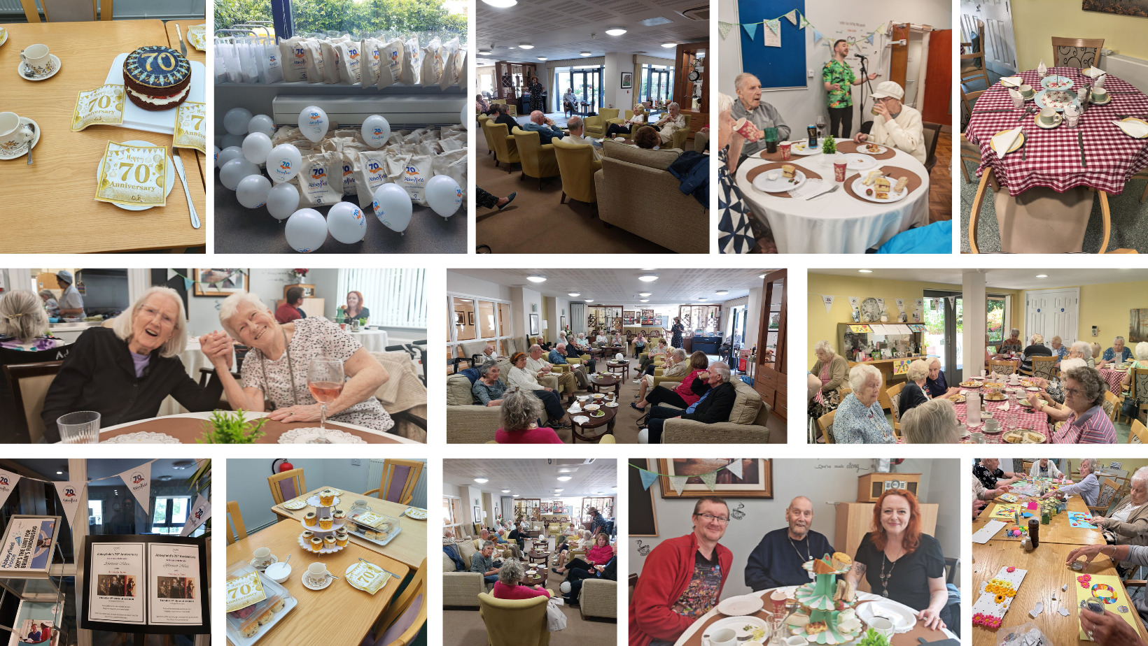 Collage of celebrations at Burnham Court, Downing House and Abbeyfield Court