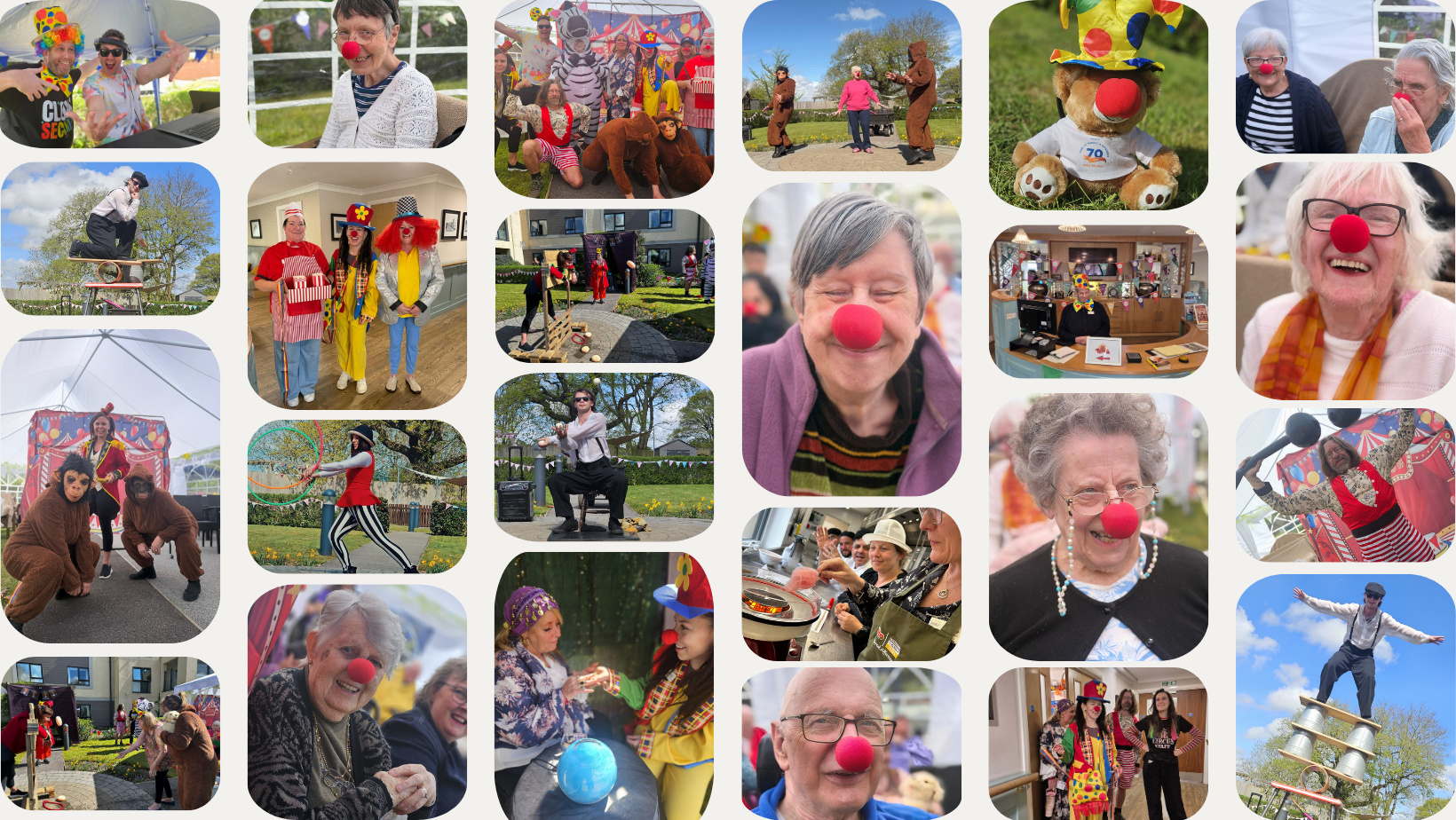 Collage of photos from Speedwell Court's circus day