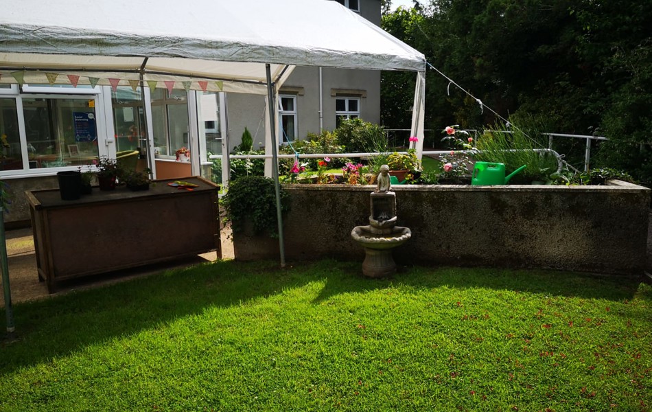 A marquee ready for a garden party at Hill House
