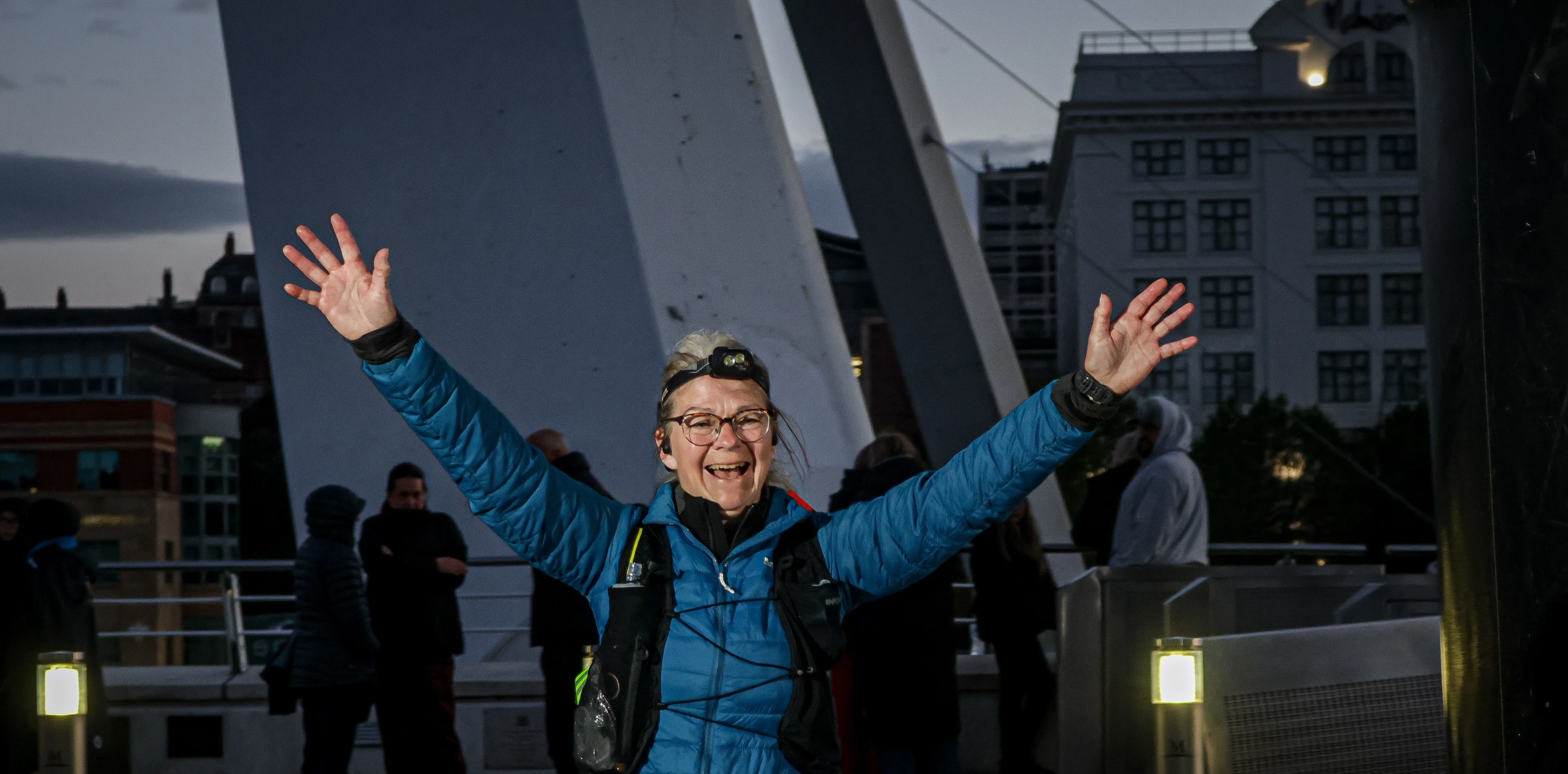 Sarah Hutchinson at the finish line