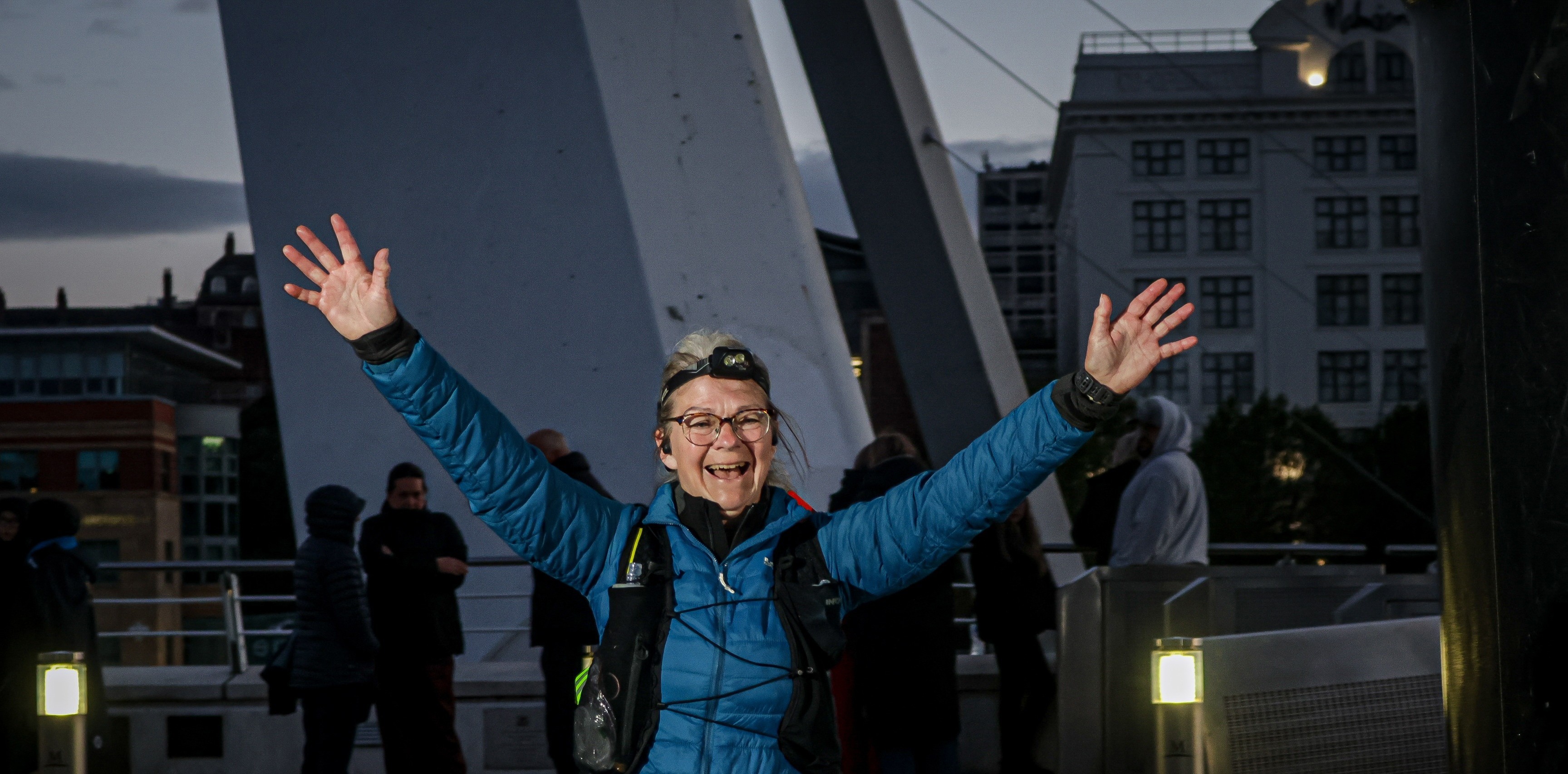 Sarah Hutchinson at the finish line