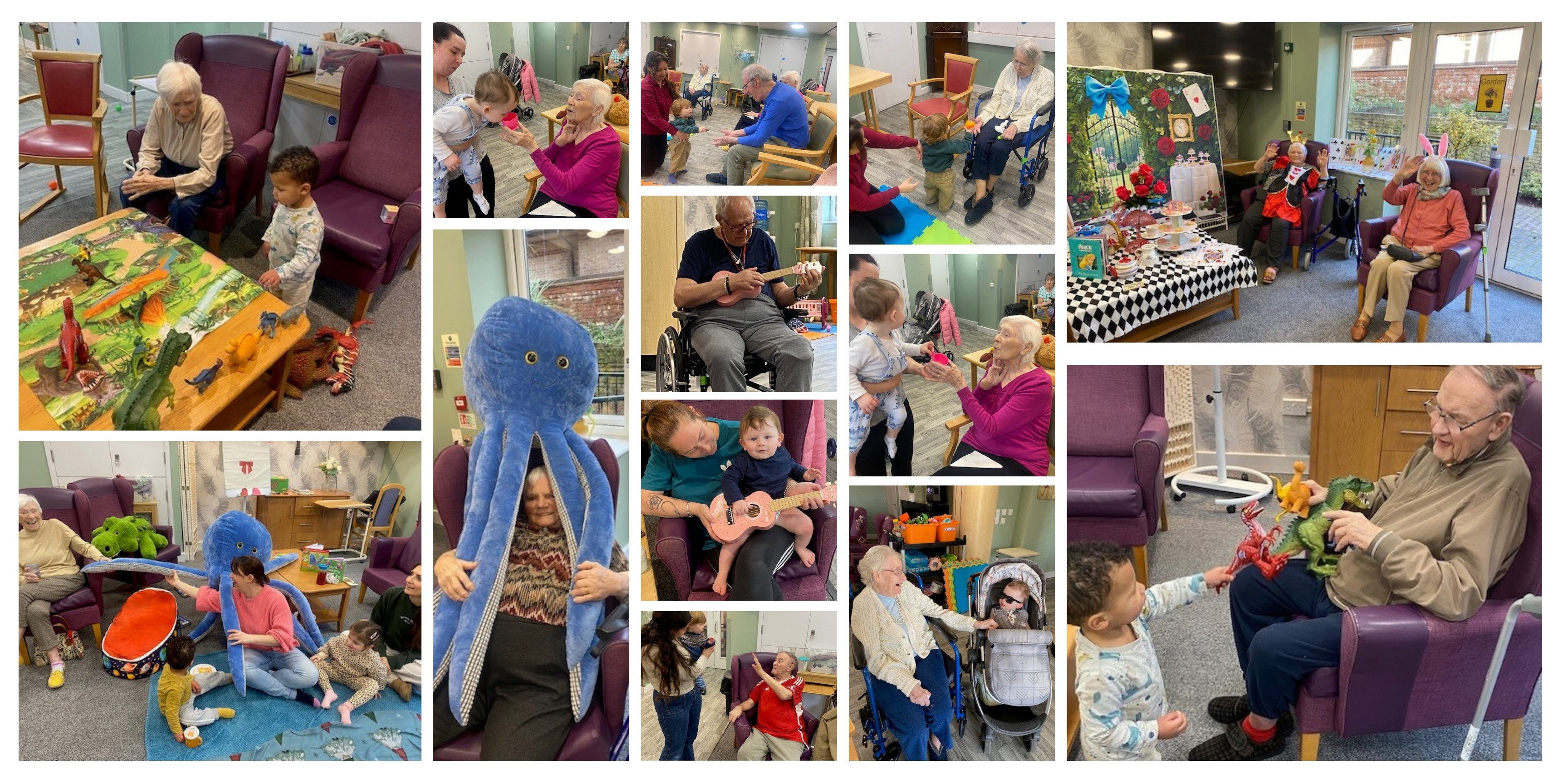 Collage of photos from Sandwood Seedling intergenerational playgroup